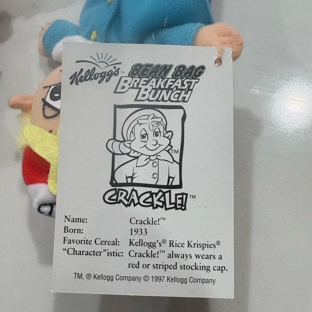 1997 Kellogg's Snap Crackle Pop Bean Bag Plush Rice Krispies NWT Set of 3